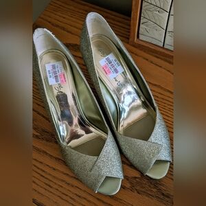 New Sparkling Gold Peep-Toe Heels 10 Wide